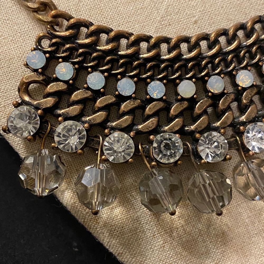 Gold Statement Necklace with Crystal Accents - Picture 5 of 5